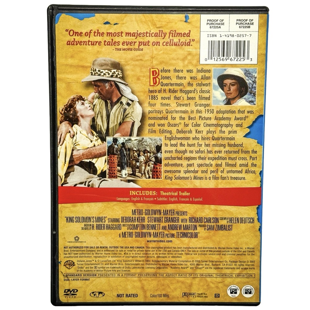 King Solomon's Mines DVD 1950 Deborah Kerr Stewart Granger Adventure Movie - Picture 2 of 3